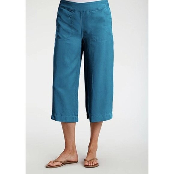 Fresh Produce Clare Seaport Blue Wide Leg‎ Pants Large 100% Tencel - Picture 1 of 9